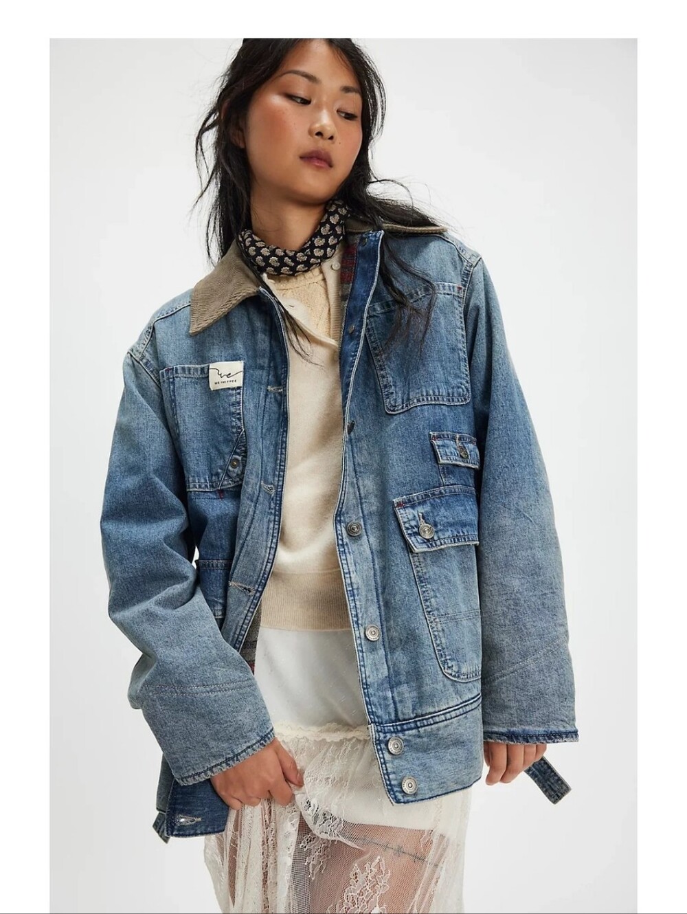 NWT Free People Sweet Talk Denim Barn Coat $415 Oversized
